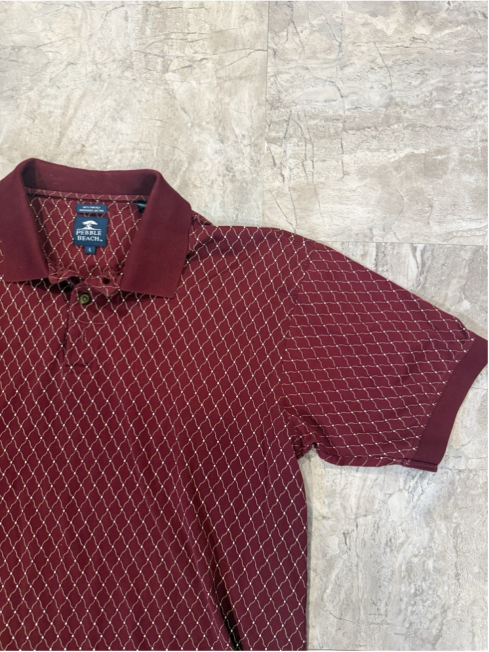 VTG Pebble Beach Performance Men's Polo Shirt Prima Cotton Red Logo Sz L